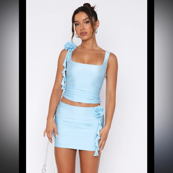 White Fox Boutique - Blue Skirt Set - Picture 1 of 4